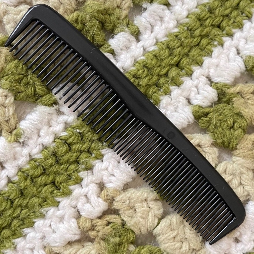 Vintage USA 5" Hair Comb Plastic Black Pocket Purse Comb Unbreakable‎ USA used